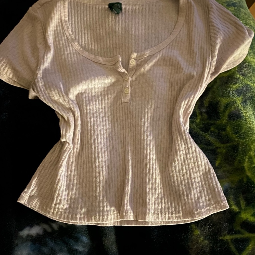 Wild Fable Cream Ribbed Peplum Blouse